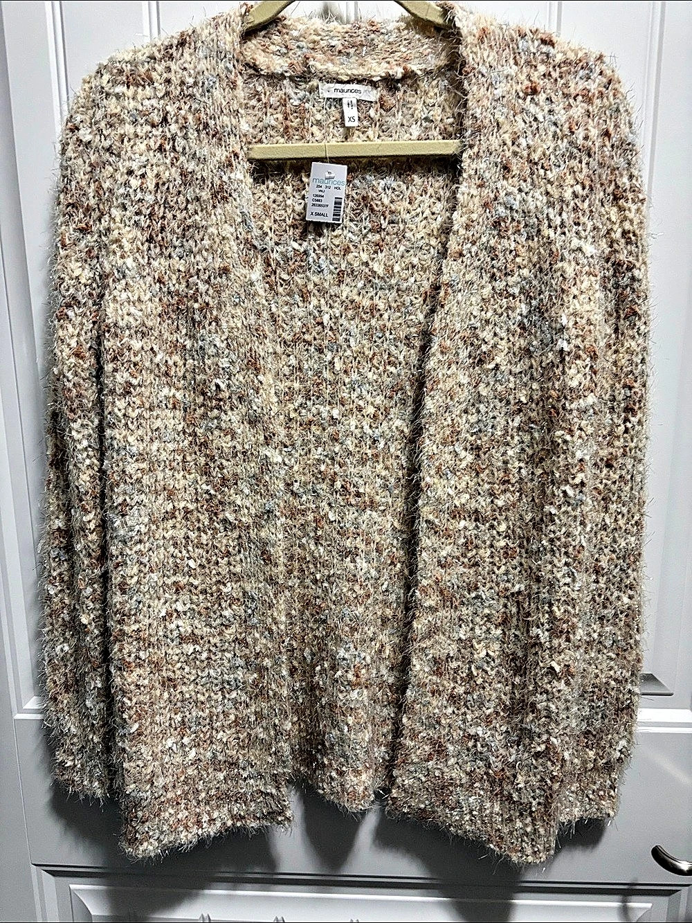Maurices NWT XS Fuzzy Metallic Open Front Cardigan Sweater